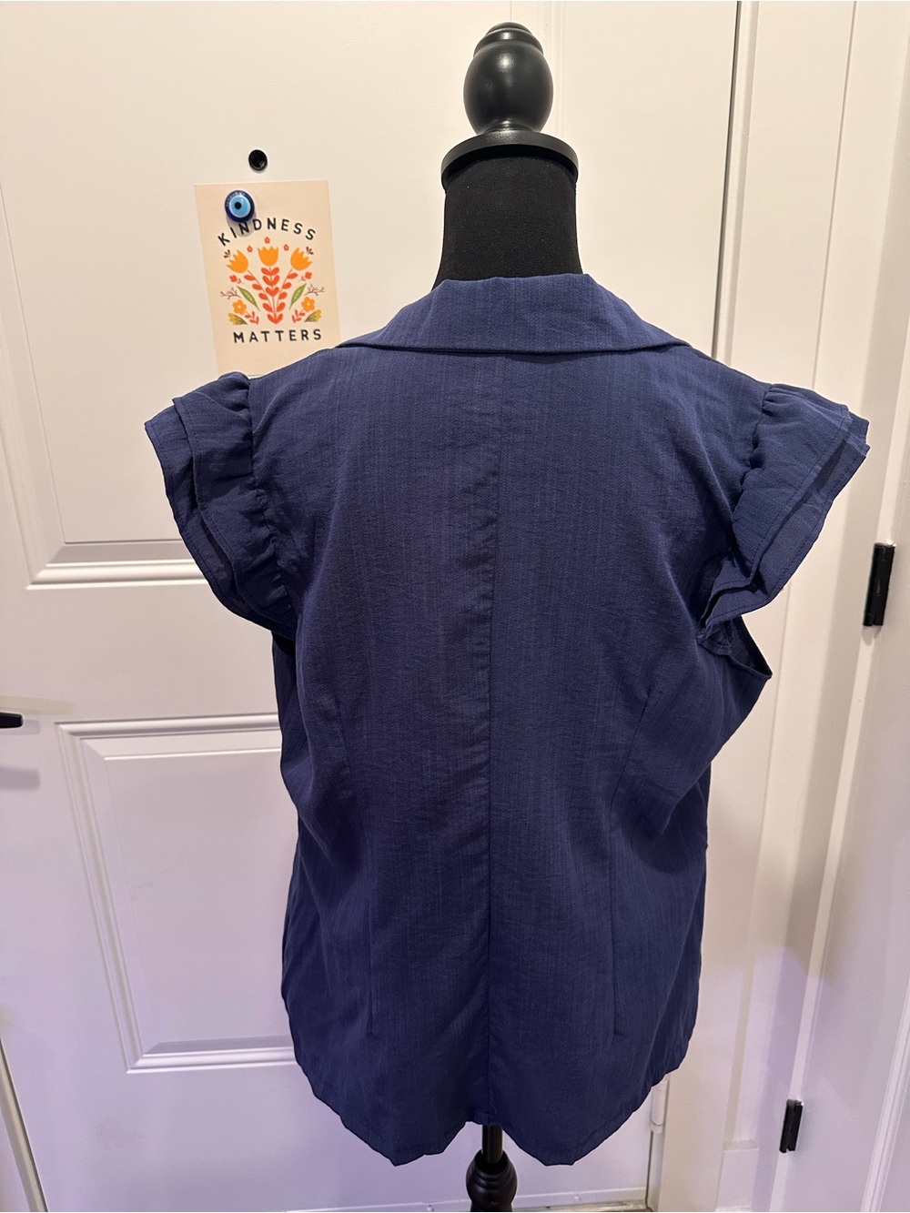 SHEIN Navy Ruffle Cap-Sleeve Blazer Vest - Picture 9 of 13